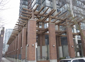 Exterior Wood staining at 950 Drake in Downtown Vancouver